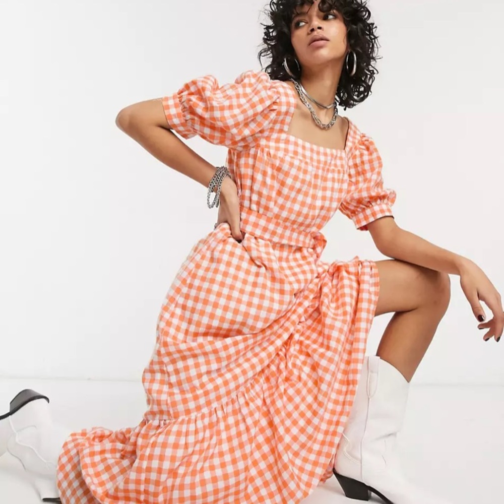 Emory Park maxi tie wait dress in gingham